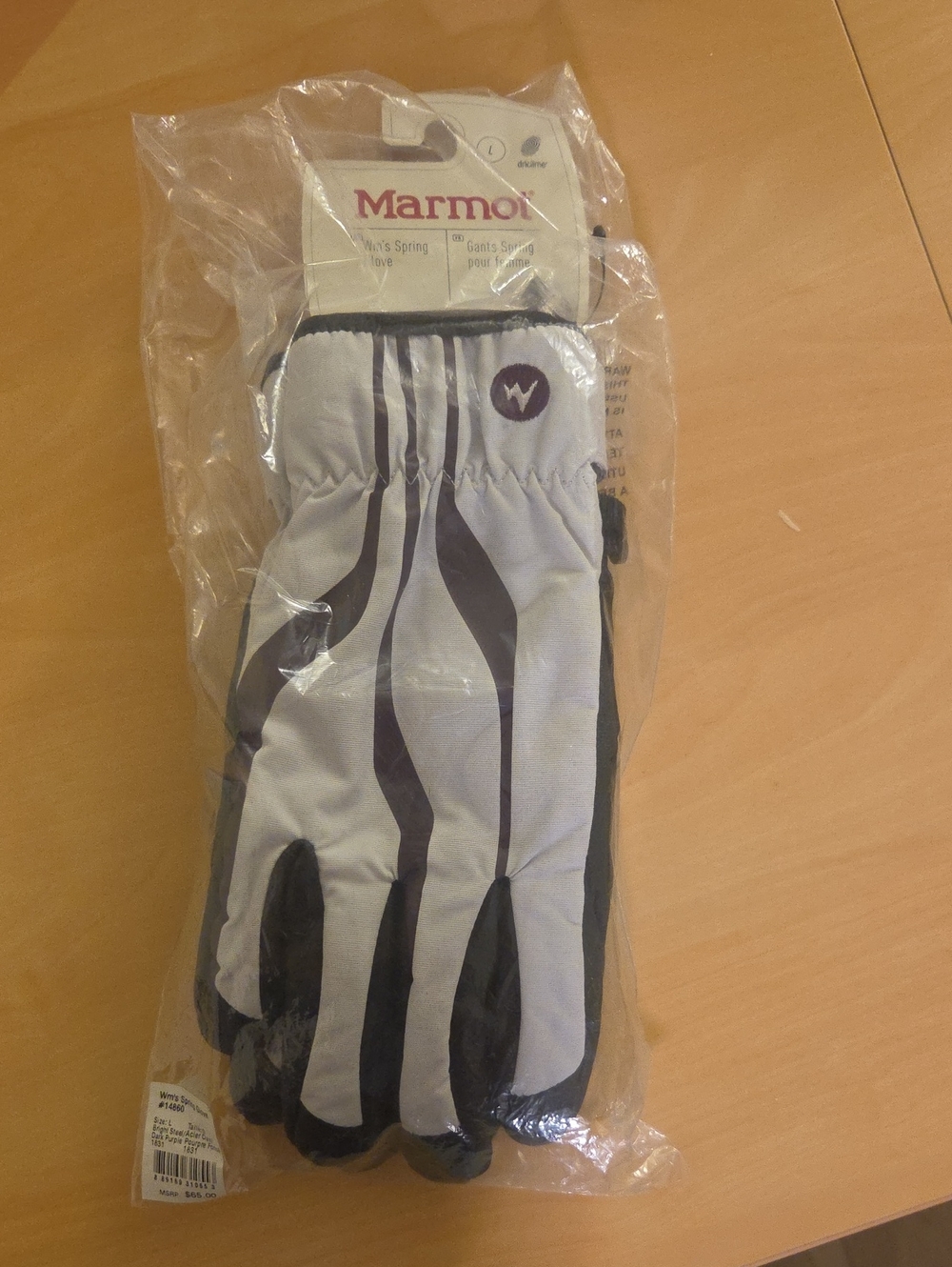 Marmot Women's Spring Glove Insulated Bright Steel/Dark Purple Large Snow Ski L